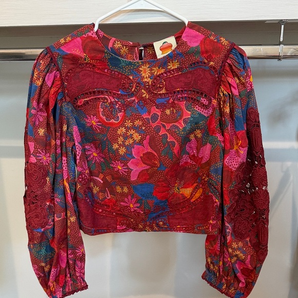 FARM Rio Tops - Farmrio Floral Red Print Women's Blouse